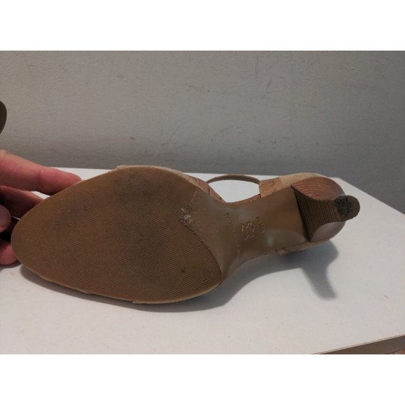 Antonio Melani Heels Brown Suede Leather w Strap Sz 8.5M Reptile Pattern Accent - Picture 7 of 8